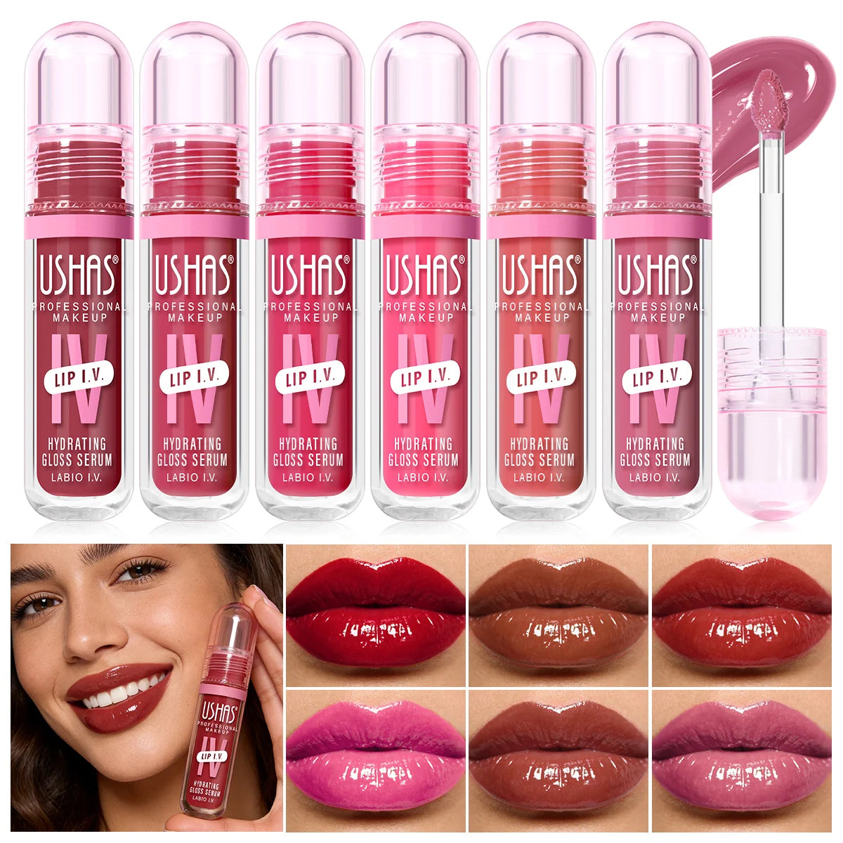 USHAS Hydrating Lip Gloss – Mirror Finish & Long-Lasting Color