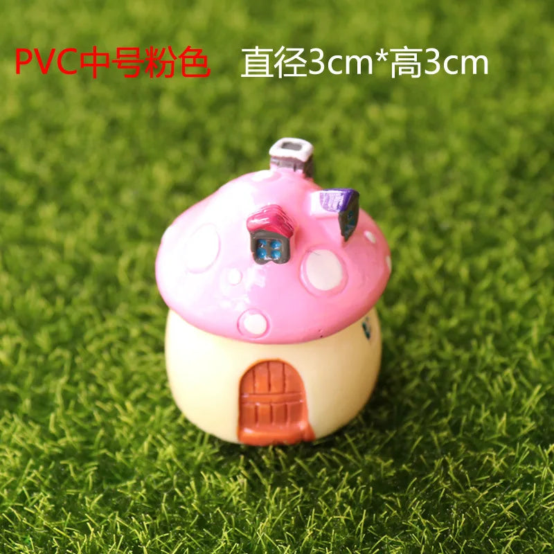 Mini Resin Moss Micro Landscape Decor Outdoor Fairy Miniature Garden Mushroom House Ornaments Handicraft Flower Pot Accessories Oasis Select M-pink