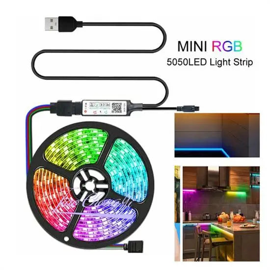 DC 5V TV LED Backlight USB 5050 30LED/M RGB LED Strip Light Remote Kit 5V Music light 1m-5m Oasis Select with Mini Bluetooth IP65 waterproof 1m