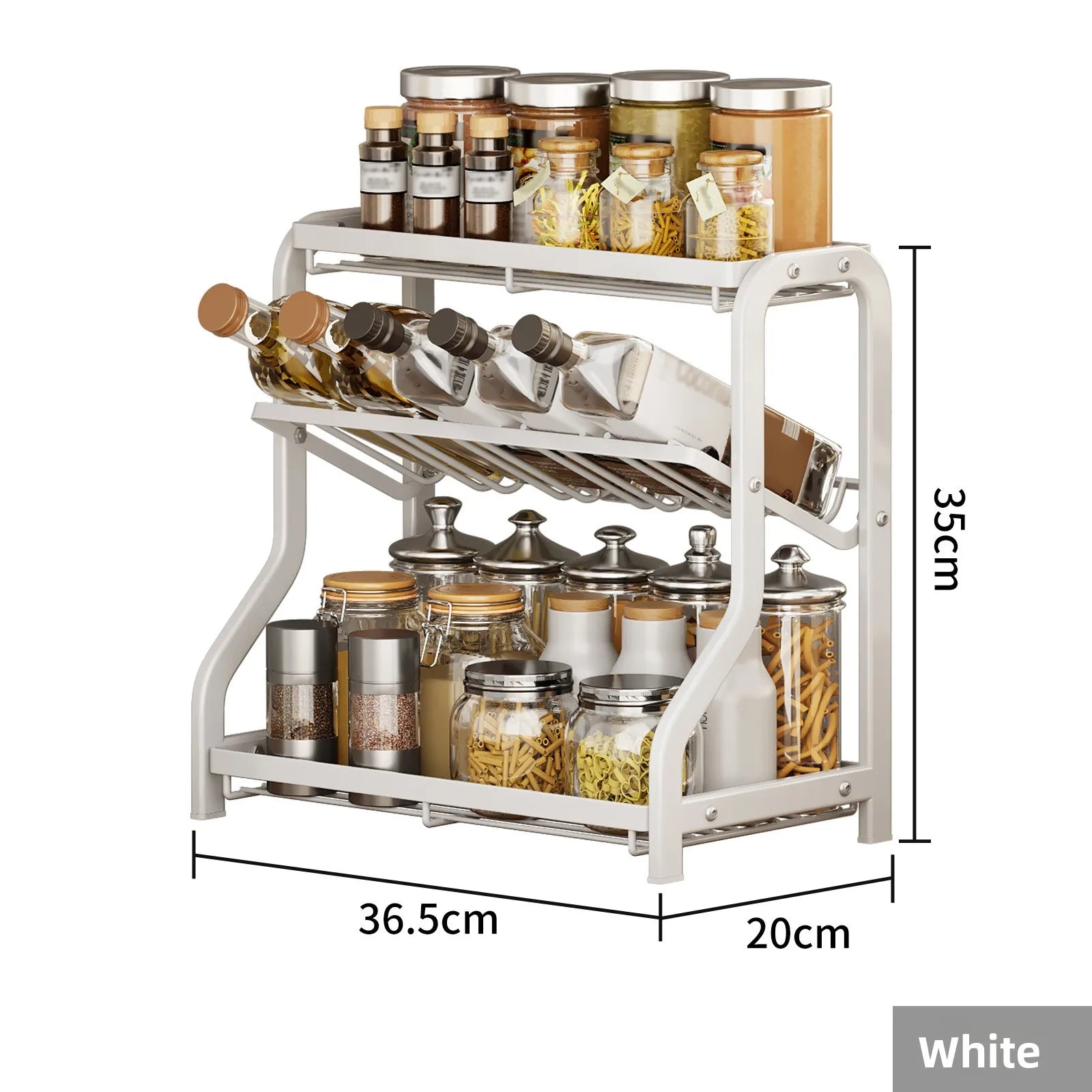 Kitchen rack, seasoning rack, countertop, soy sauce seasoning, seasoning storage, shelf, household goods Oasis Select White
