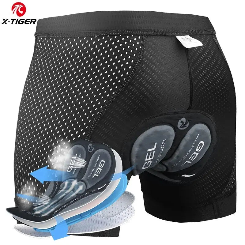 X-TIGER Cycling Underwear 5D Breathable Padded Gel Bike Shorts Men MTB Anti Slip Leg Grips Riding Cycling Shots Ciclismo Oasis Select Grey M
