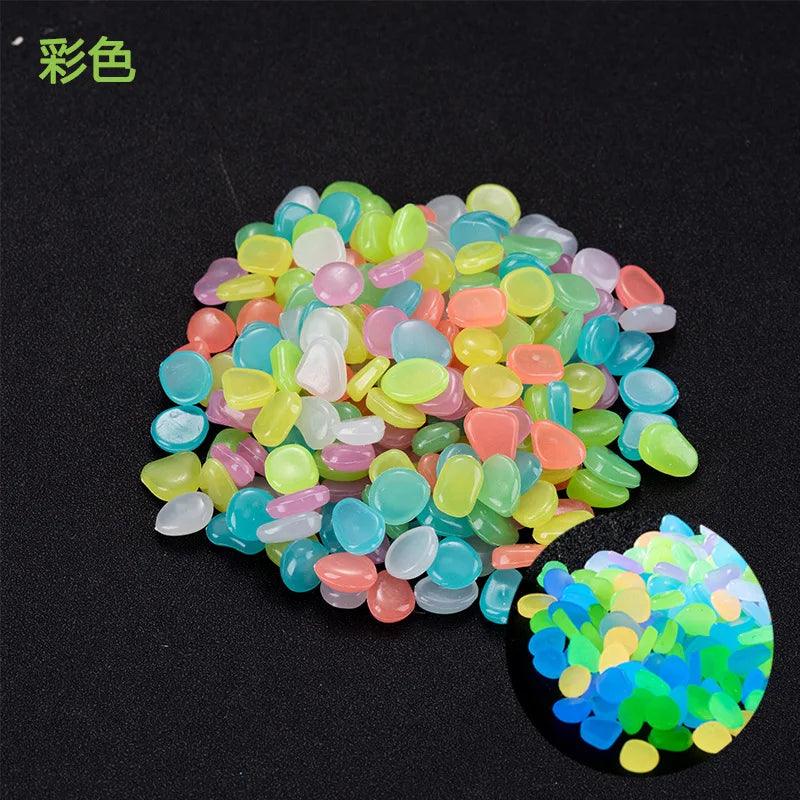 1cm Small Artificial Luminous Stone Vase Decoration Pot Luminous Stone 0.5 G Fluorescent Fish Tank Landscape Pebbles Oasis Select colored A pack of 500