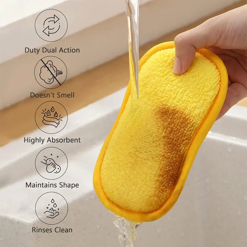5pcs Multi-Functional Sponge Wipes - Washable & Reusable Kitchen & Bathroom Cleaning Brushg Tools, Dishwashing Accessories Oasis Select