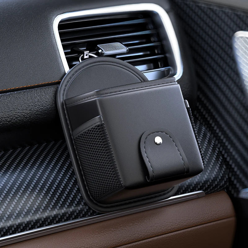 Stylish PU Leather Car Holder with Built-in Phone Mount; Accommodates Keys, Glasses & Other Accessories Oasis Select A2