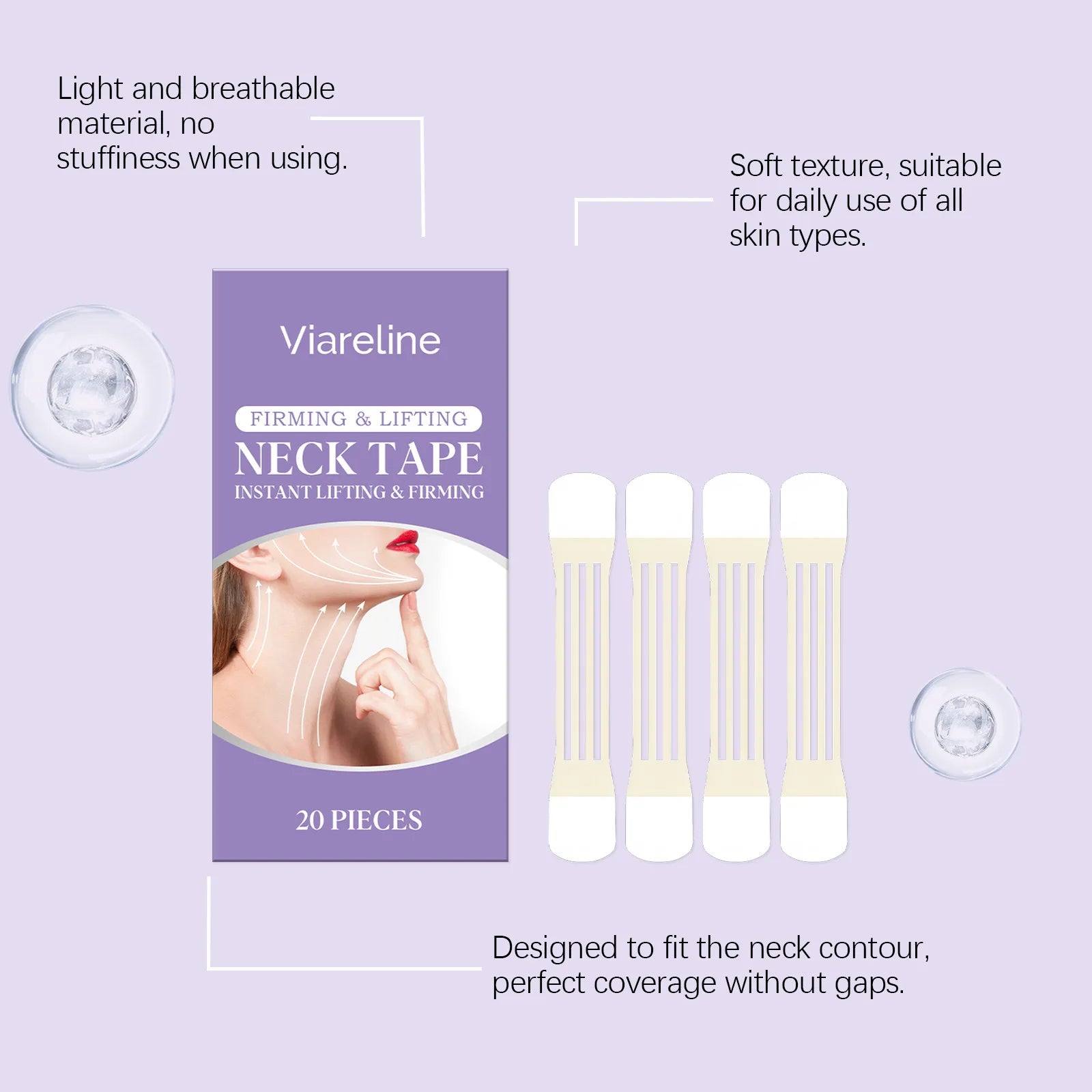 VIARELINE Neck Tightening Patch Enhance Elasticity Reduce Fine Lines Relieve Roughness Improving Relaxation Neck Soothing Patch Oasis Select