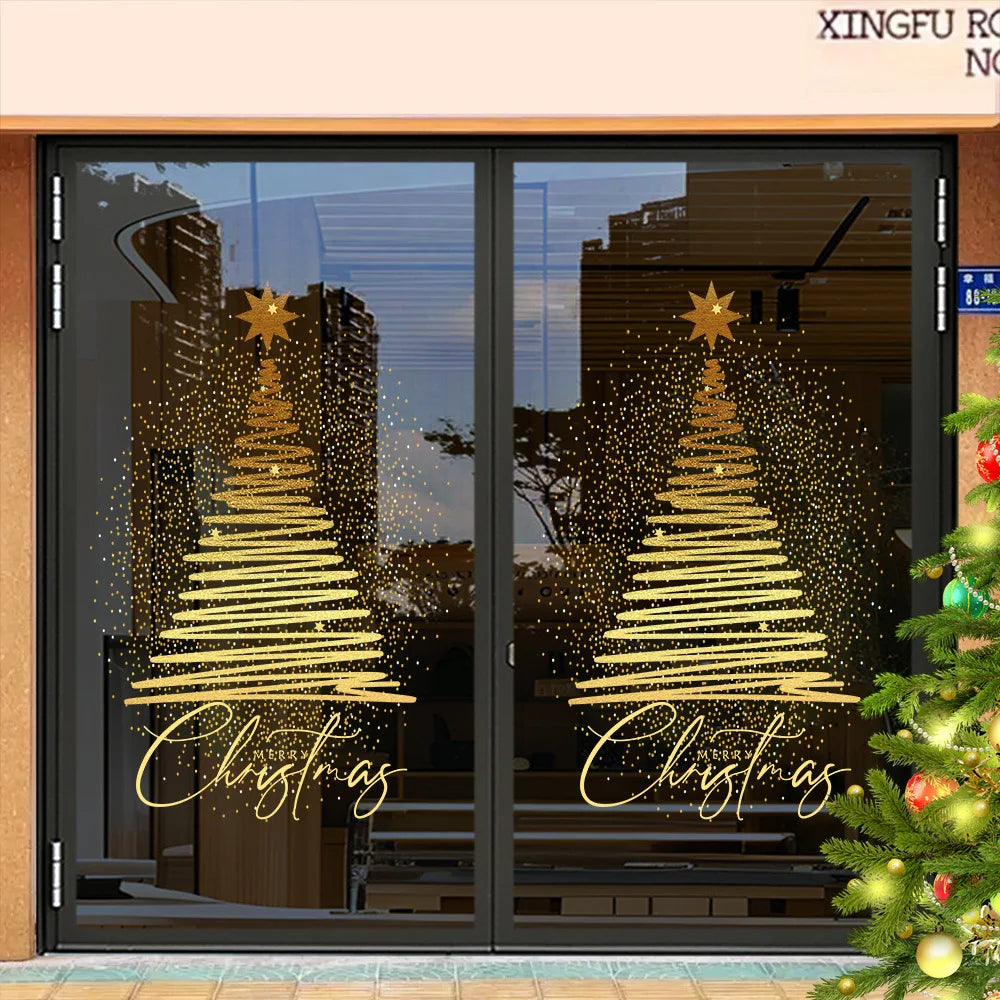 Golden Christmas Tree, Glass Stickers, Window Decorations and Electrostatic Stickers for New Year's Day and Christmas 2026 Oasis Select