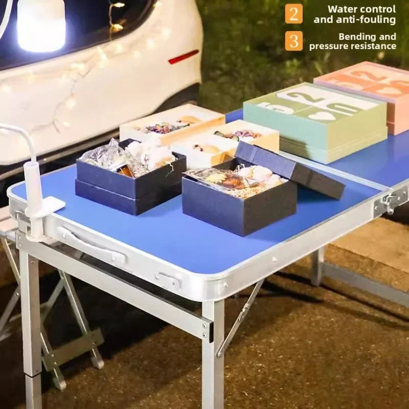 Folding table stall folding outdoor portable lifting work table camping picnic night market folding table and chairs Oasis Select