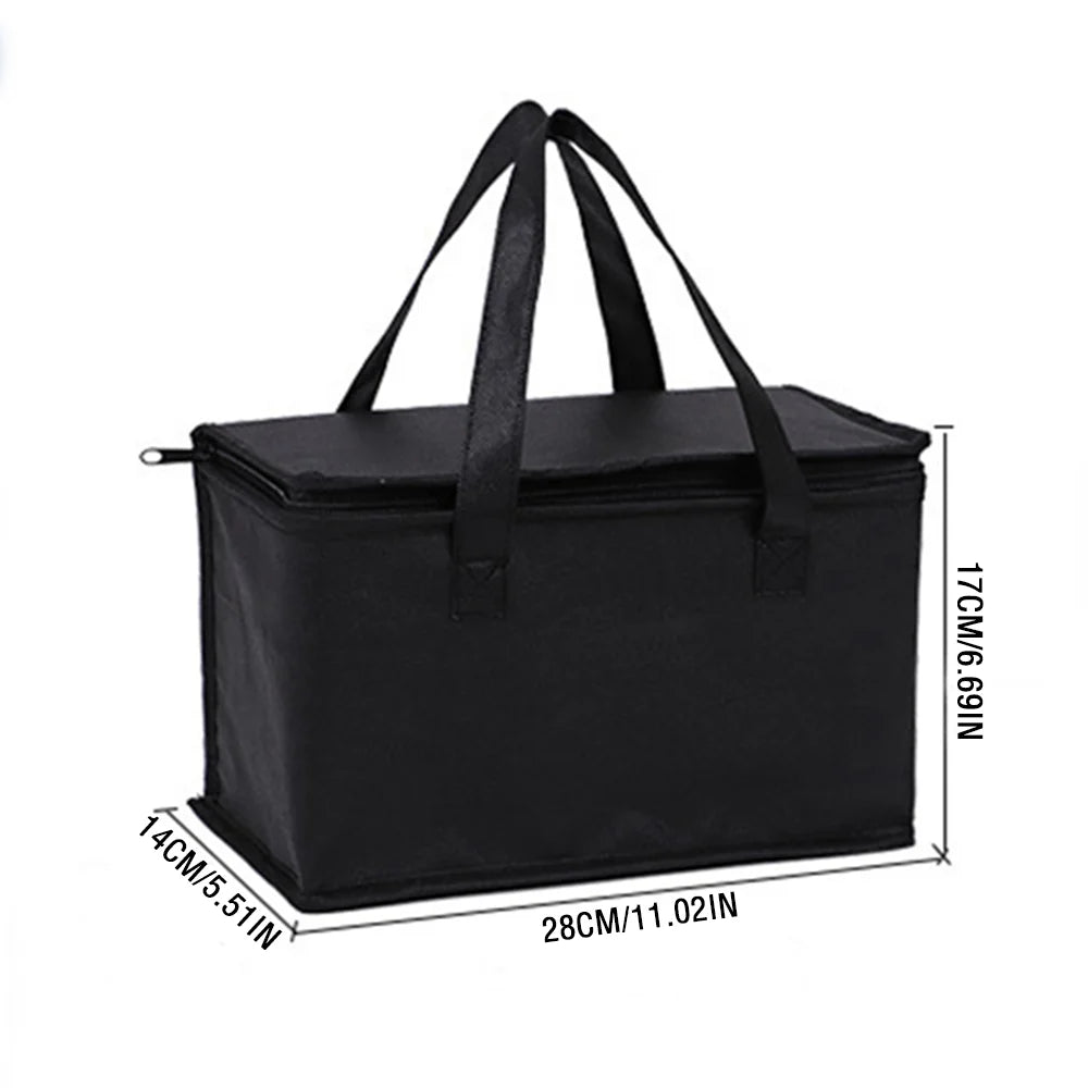 Portable Lunch Cooler Bag Folding Insulation Picnic Ice Pack Food Thermal Bag Drink Carrier Insulated Bags Food Delivery Bag Oasis Select Black-L