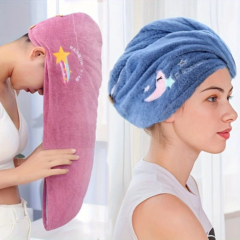 1pc Quickly Dry Hair Hat Super Absorbent Soft Bathroom Women Head Towels Girls Cute Hair Towel Hair Dry Wrap Bonnets Oasis Select