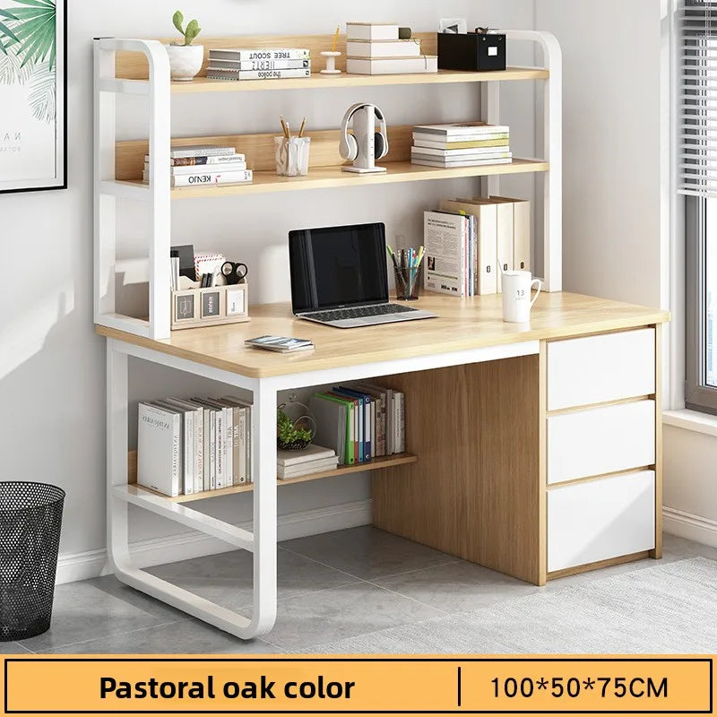 Desk Desktop Computer Desk Simple Home Desk Student Bedroom Bookshelf Integrated Writing Desk Oasis Select Tian Color-100-50-B