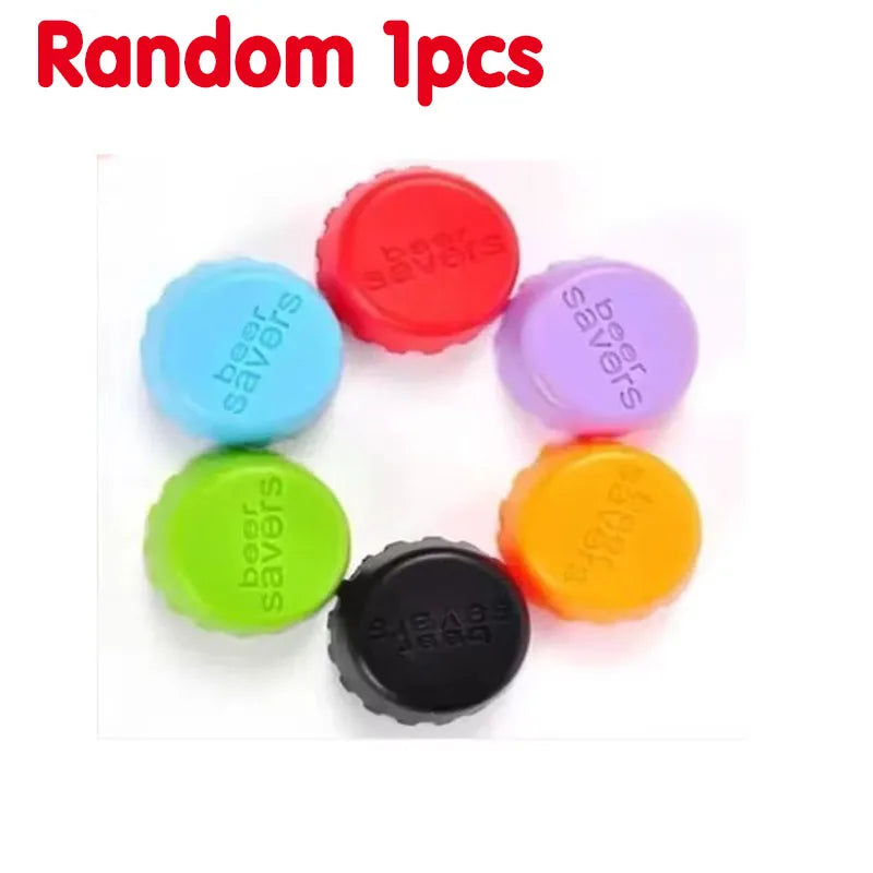 1/42Pcs Creative Silicone Beer Bottle Cap Preservative Cover Bottle Cover Vinegar Soy Corktail Lid Wine Savers Bar Accessories Oasis Select random 1pcs