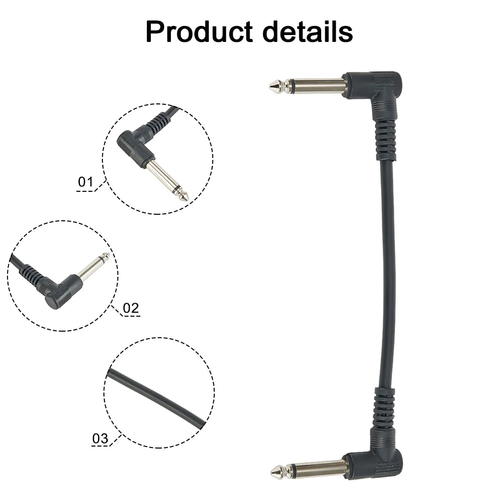 15cm 6.35mm Guitar Effects Pedal Cable Connector 1/4in Plug Wire Right Angle Oasis Select