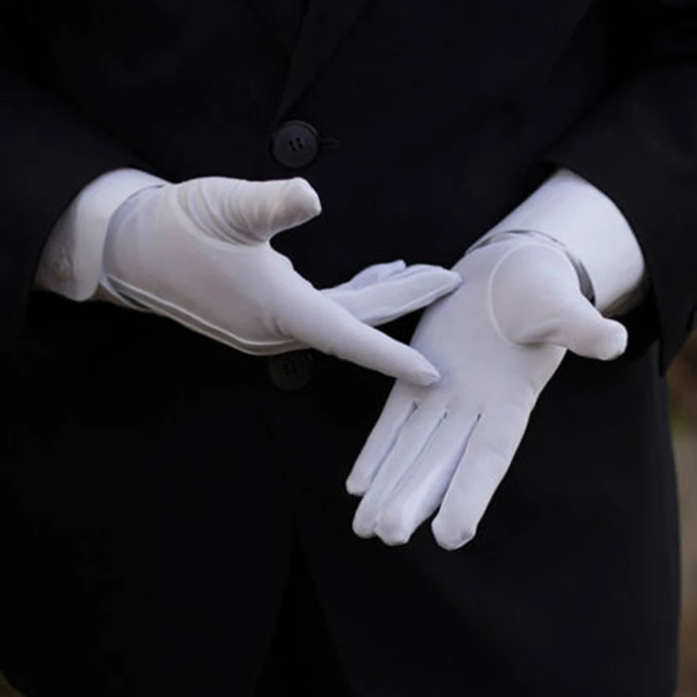 2pcs White Formal Gloves Tuxedo Honor Guard Parade Inspection Collection Serve Thin Gloves Thick Gloves Performance Gloves Men Oasis Select