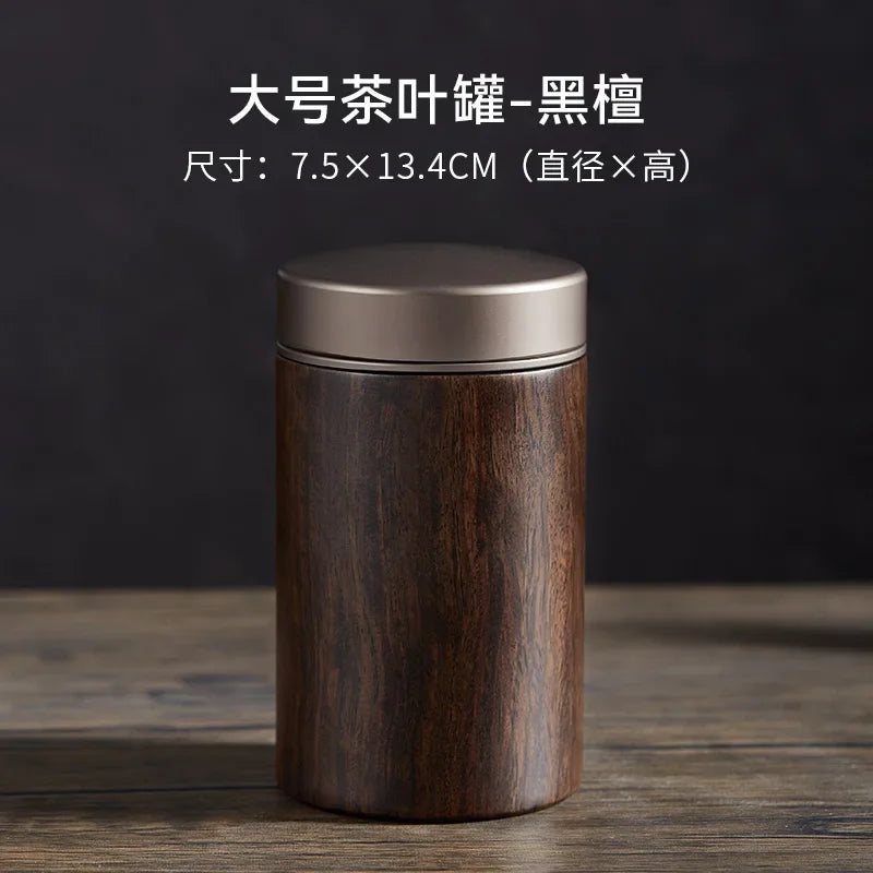 Ebony Sealed Tea Can Pu 'er Storage Storage Tea Box Household Wooden Chinese Portable Tea Can Oasis Select large