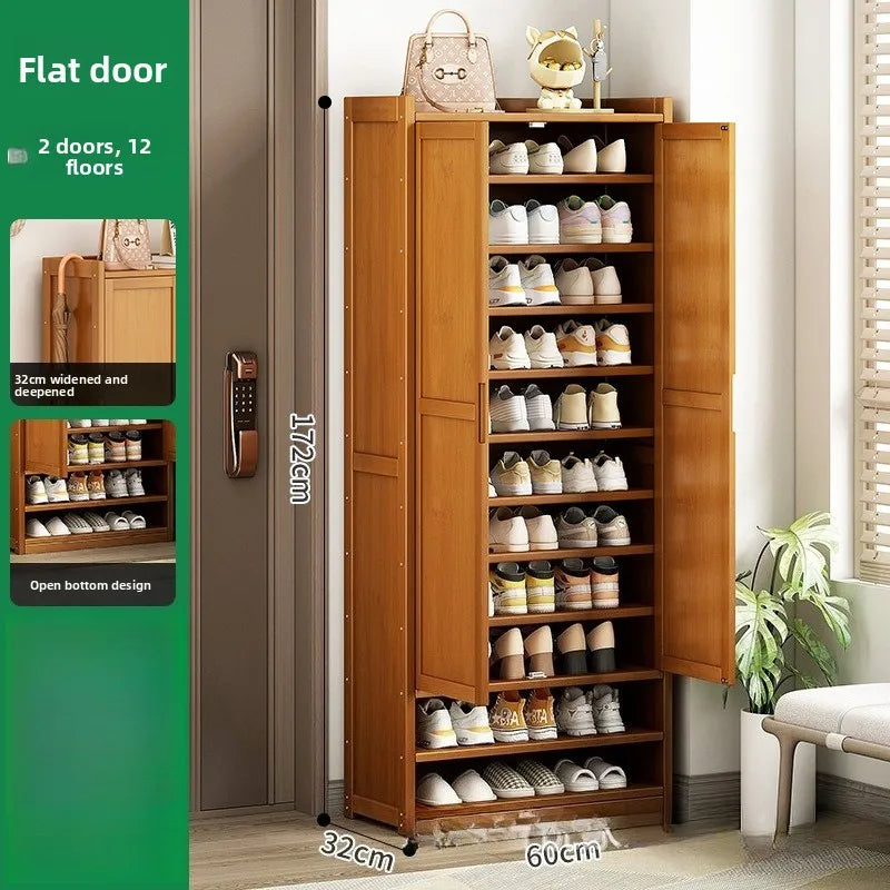 Durable Shoe Cabinet, Nanzhu Shoe Rack At The Entrance Of The Home, Storage Artifact, Space-saving And Dust-proof Entry Oasis Select Door 2-12