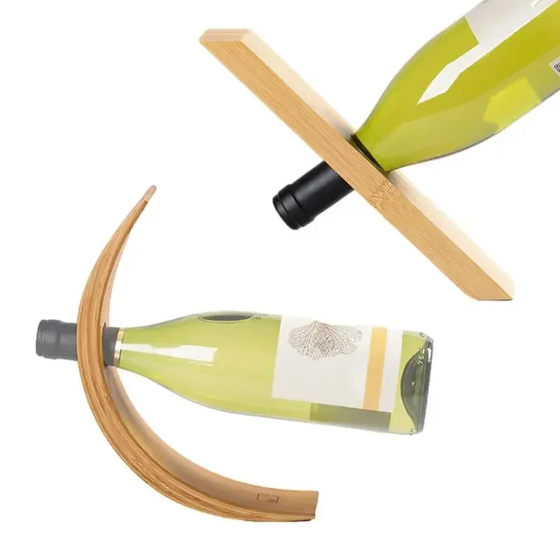 Bamboo Product Balance Red Wine Rack Single Wine Bottle Stand Decor Creative Wine Bottle Rack Display Stand Decoration Oasis Select