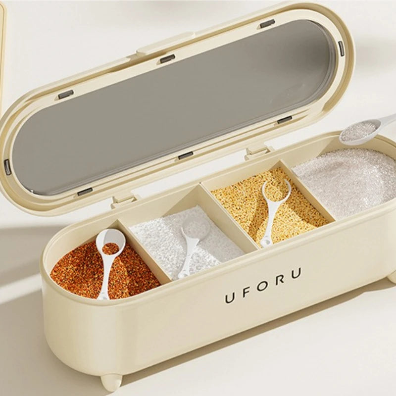 Kitchen for Homeall-in-one Multi-grid Seasoning Box with Spoon Food Grade Salt Seasoning Storage Box Moisture-proof Oasis Select