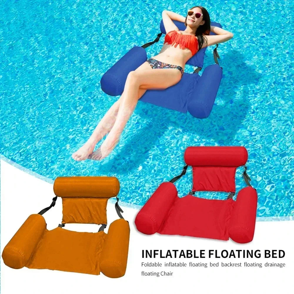 Inflatable Water Hammock Foldable Pool Float Lounger Mesh Air Mattress Recliner Bed for Adult Summer Swimming Beach Pool Party Oasis Select