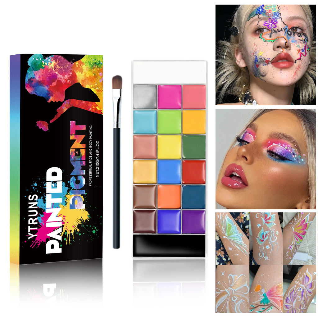 20-Color Body Paint Set – Waterproof & High-Pigment with Applicators