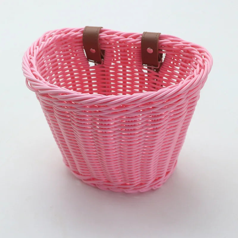 Eco-friendly Woven Rattan Baskets - Fit Scooters Baby Walkers Children's Bikes & Electric Vehicles Multiple Sizes Rattan Basket Oasis Select Pink 22x18x18CM
