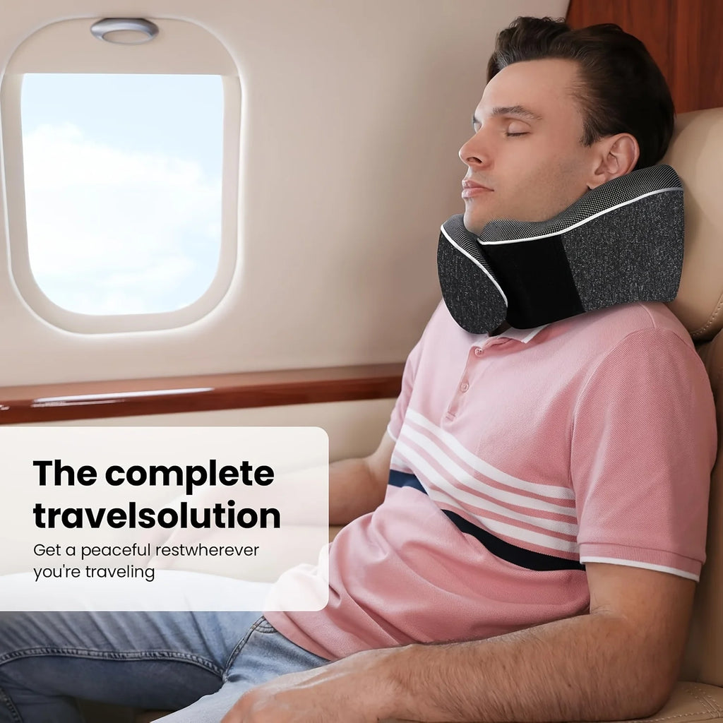 Memory Foam Travel Neck Pillow U-shaped Pillow Snail Style Travel Neck Support Portable Adjustable Soft Noon Break Sleep Pillows Oasis Select