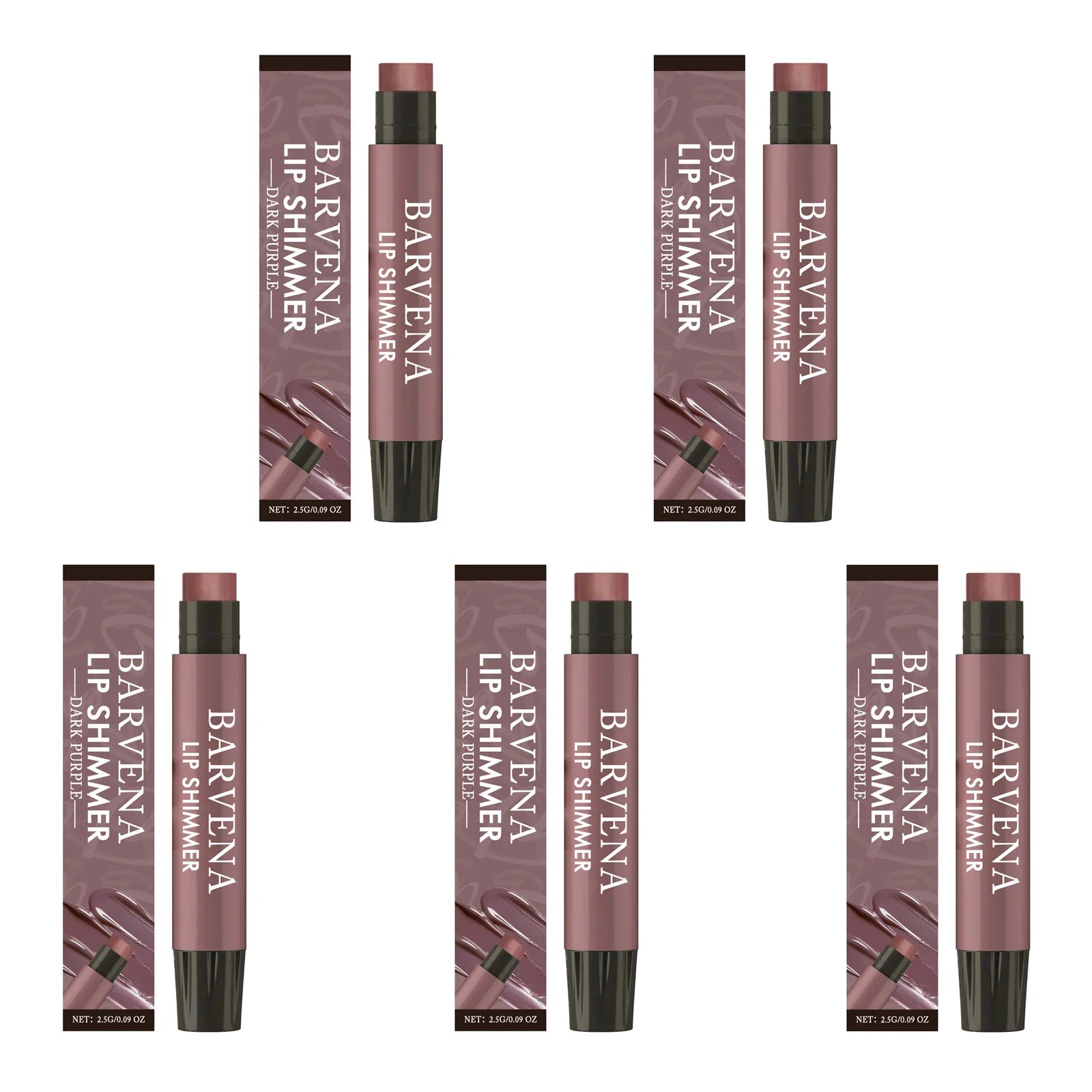 Lip Shimmer Dark Purple Tinted Lip Balm Stick Long Lasting Hydration with Natural Glowy Finish Moisturizing & Nourishing Makeup Oasis Select 5Pcs
