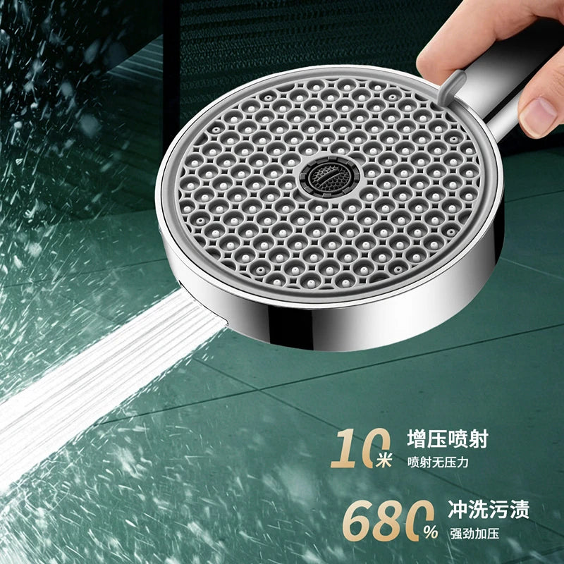 6 Modes Adjustable Pressure Boost Shower Head 12.5CM Big Panel High Pressure Large Flow Handheld Showerhead Bathroom Accessories Oasis Select