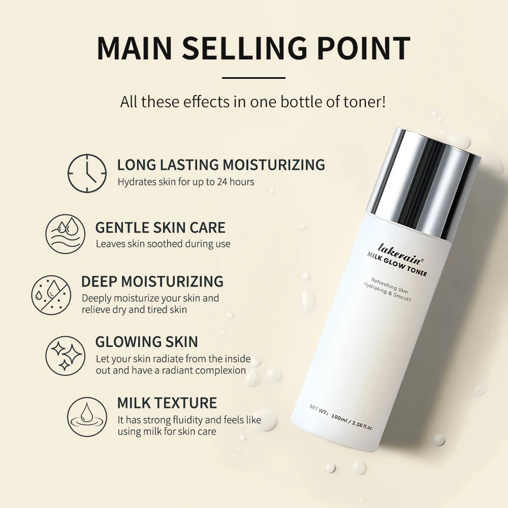 100ml Milk Glow Toner Brightening Skin Toner Powerfully Moisturizes Relieve Dry And Tired Skin Locks Moisture Skin Toner Makeup Oasis Select