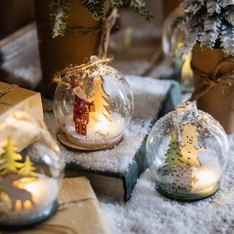 Luminous Lamp Hanging Decorations Christmas Ornaments Glass Lamp Balls Hanging Balls Santa Claus Reindeer Snowman Ornaments Oasis Select