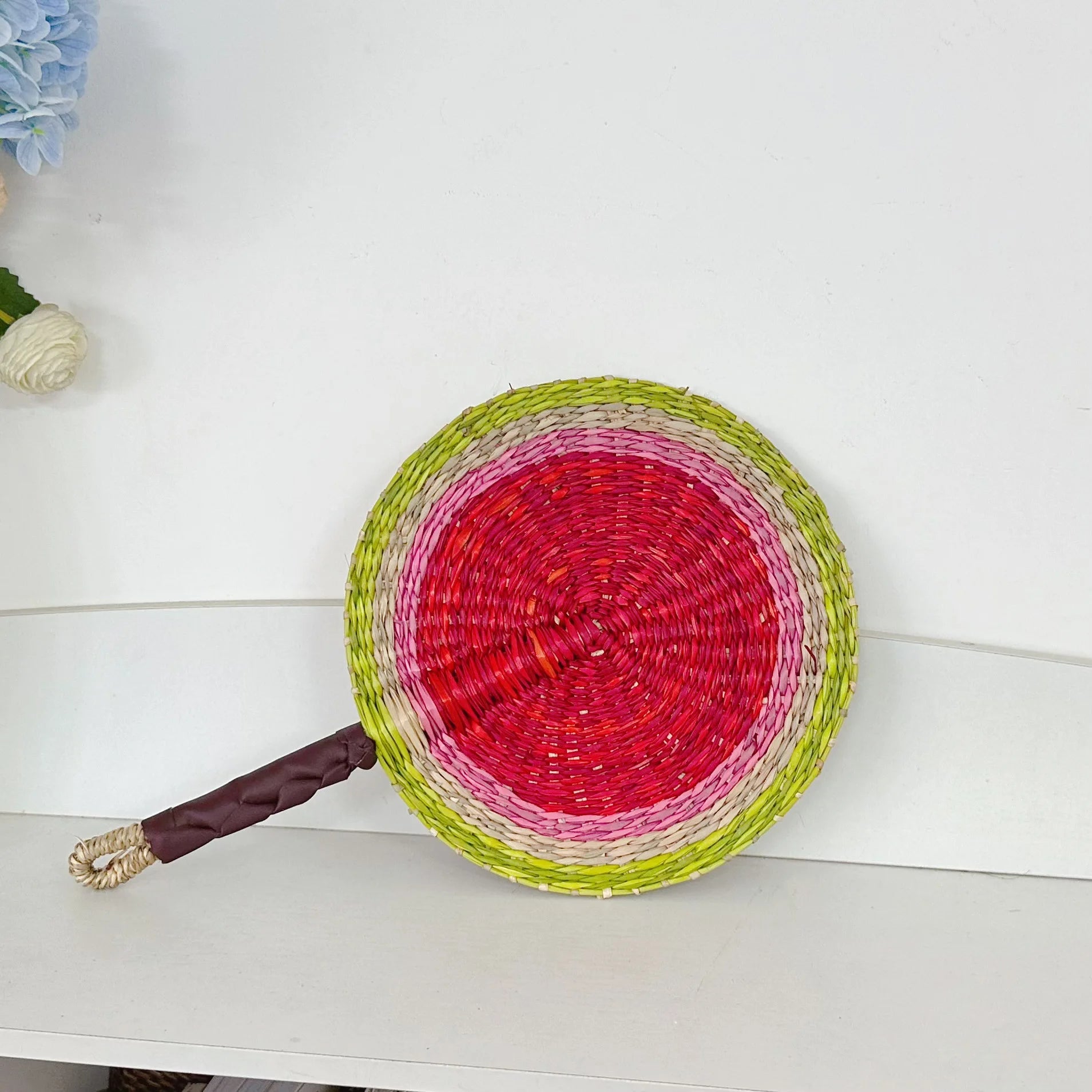 Handwoven Straw Fan – Boho Wall Decor, Wedding & Party