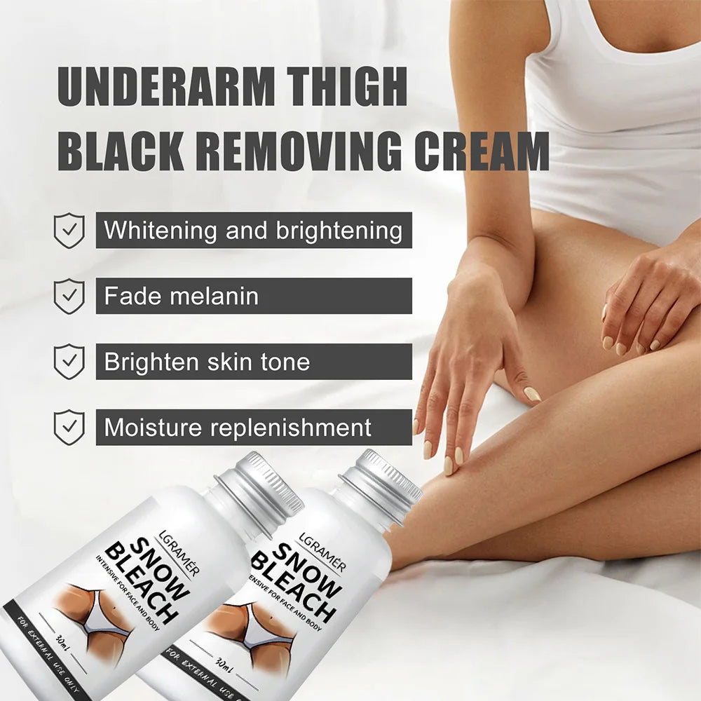 Body Whitening Bleach Cream Brighten Underarm Elbow Knees Joint Removal Intimate Parts Dark Spots Melanin Snow Bleach Cream 30ml Oasis Select