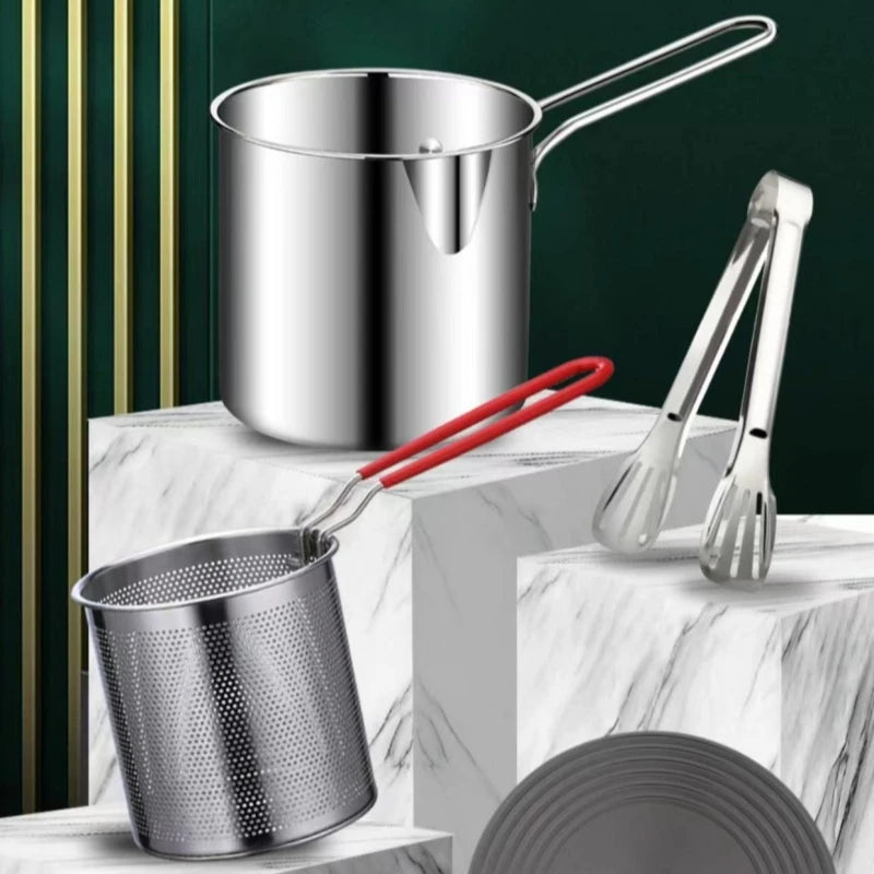 304 Stainless Steel Deep Fryer Pot with Basket French Fries, Fried Chicken, Tempura, Small Fryer, for Gas Stove Induction Cooker Oasis Select