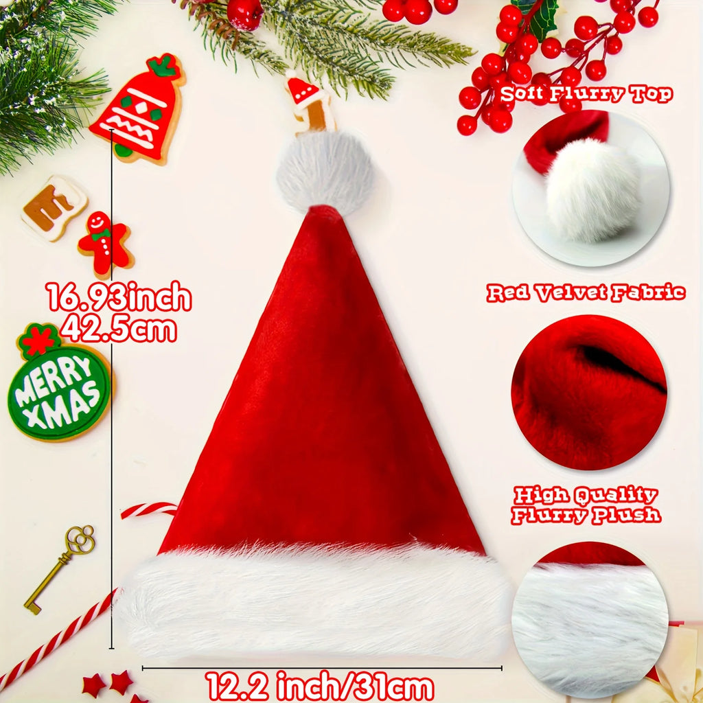 3PCS Adult Christmas Hat - Thick and Comfortable Red and White Color Scheme, Suitable for Christmas Party Occasions Oasis Select