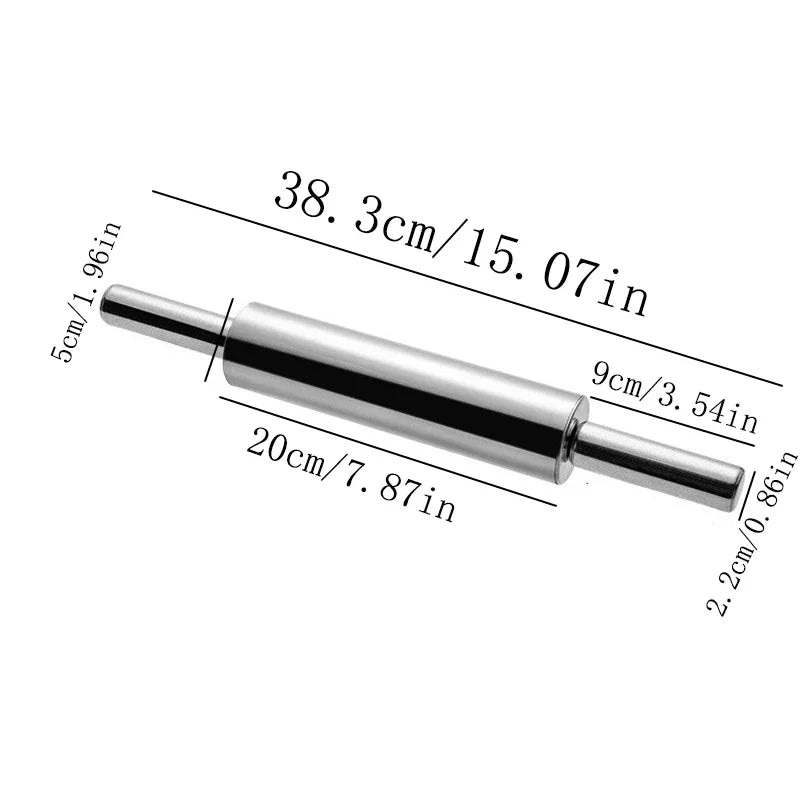 Stainless Steel Rolling Pin – Non-Stick Baking Dough Roller Rolling Pin Oasis Select Large size 38.3cm
