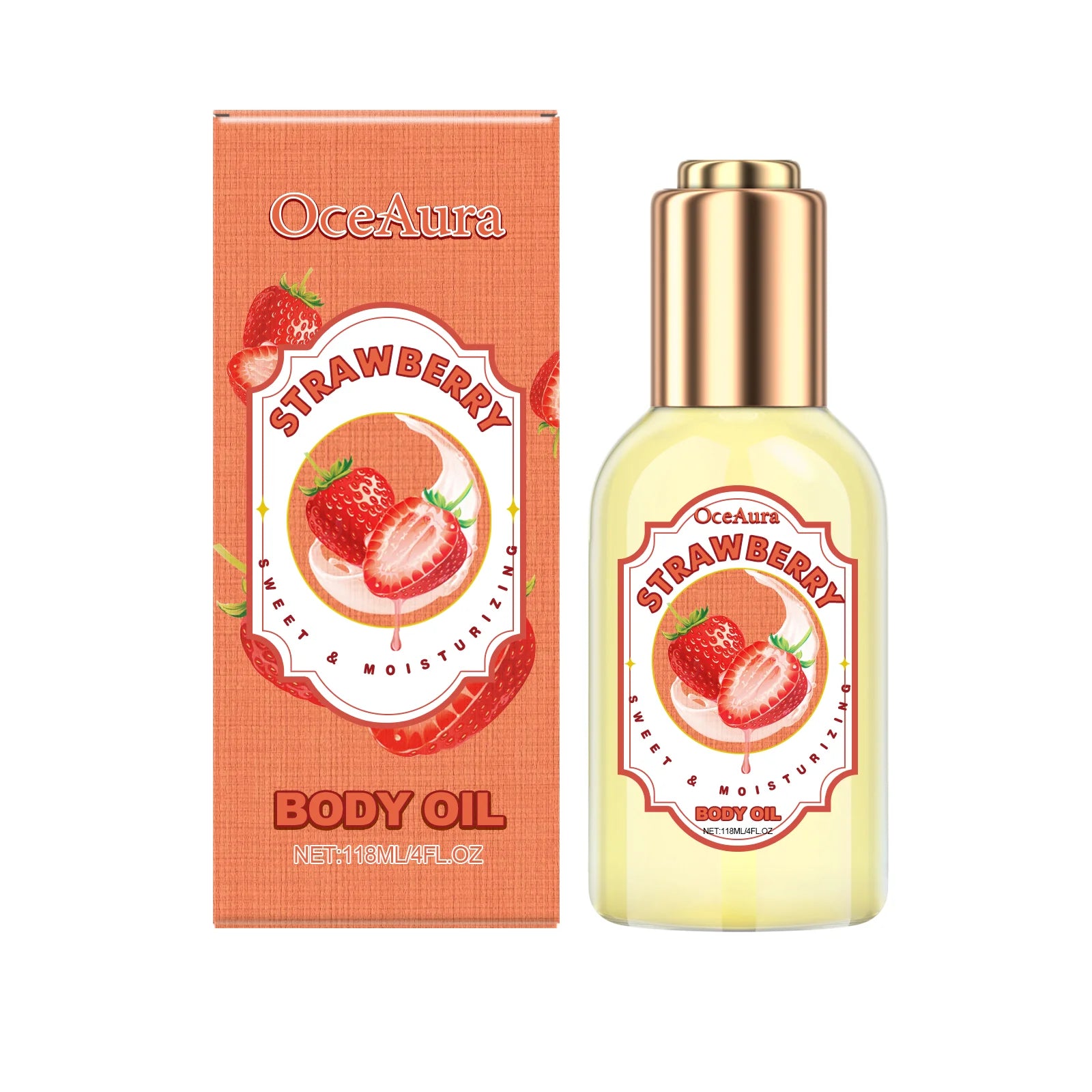 OceAura Strawberry Body Massage Oil – Moisturizing & Relaxing Body Massage Oil Oasis Select Strawberry