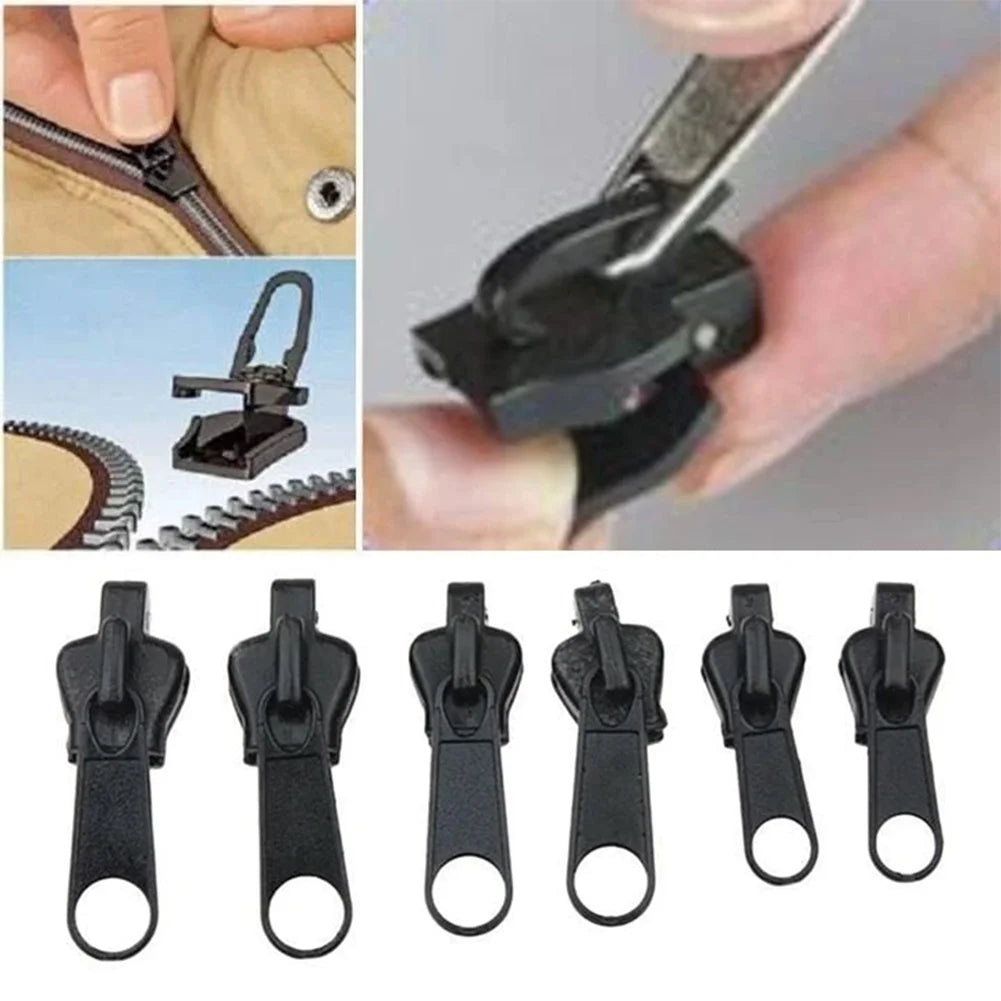 6Pcs Universal Instant Fix 3 Sizes Zipper Repair Kit Replacement Zip Slider Teeth Rescue New Design for Sewing Clothes Oasis Select