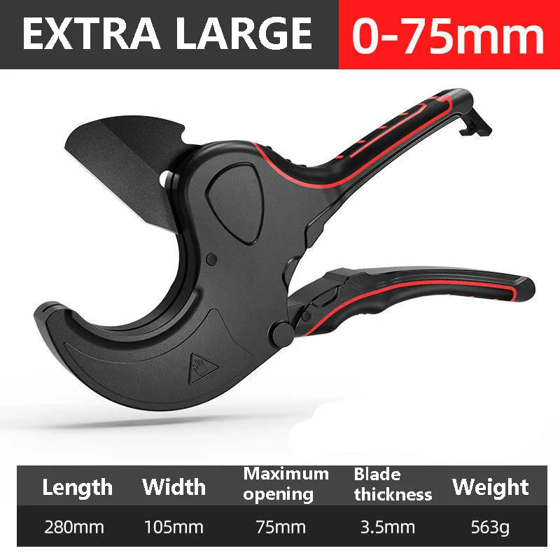 Pipe Cutter 32mm-75mm Aluminum Alloy Body Ratchet Scissor Pipe Cutter PVC/PU/PP/PE Hose Cutting Hand Tool Oasis Select 0-75mm