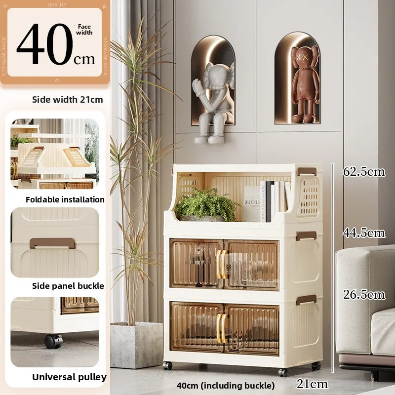 40-50-60 transparent household living room multi-layer mobile snack locker storage folding rack locker Oasis Select 40CM 1 plus 2