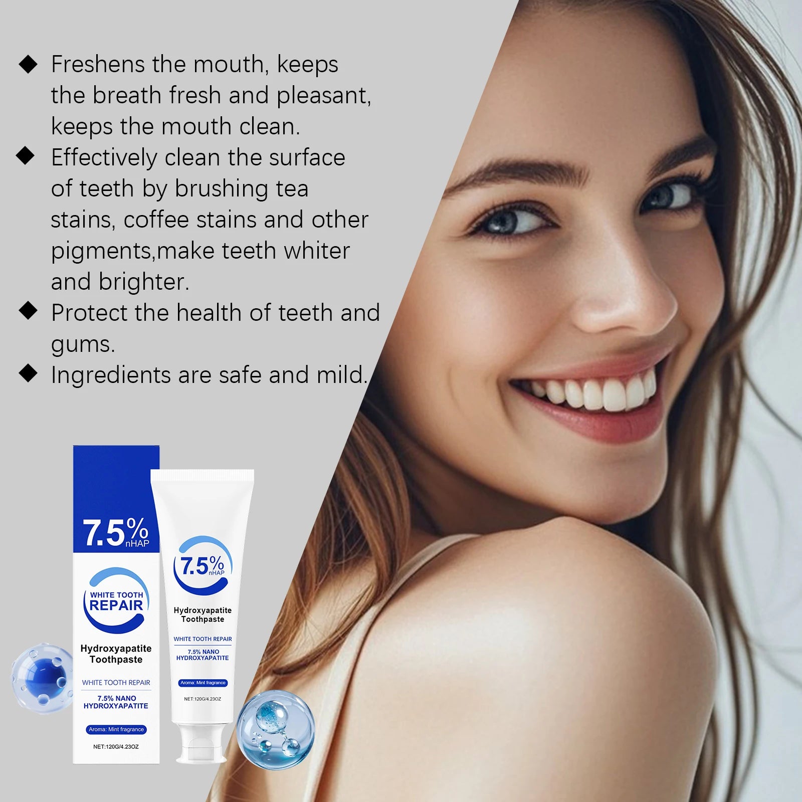 Hydroxyapatite Whitening Toothpaste – Fresh Breath & Stain Removal