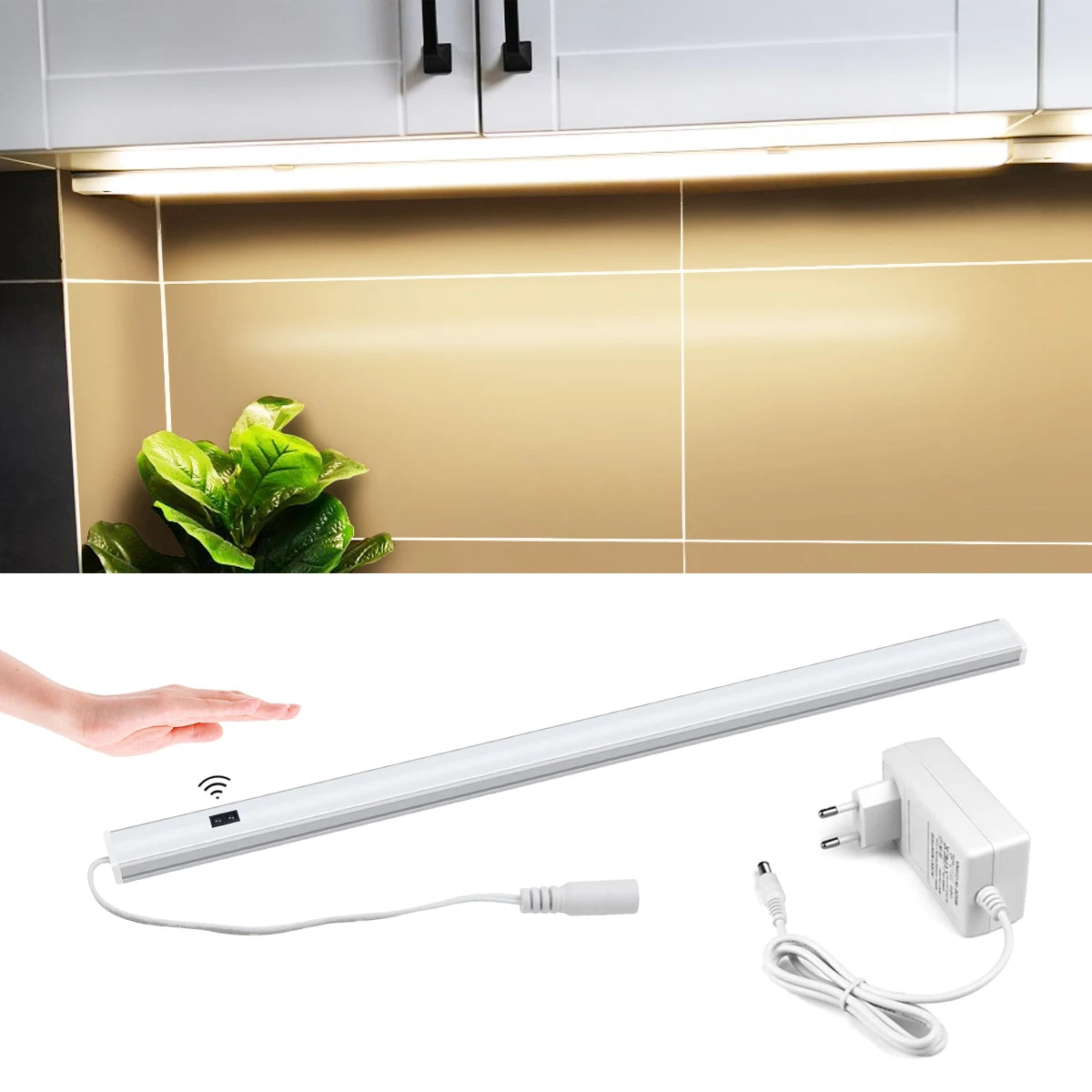 DC12V Aluminium LED Bar Light Hand Scan Sensor Switch 3 Color Temperature Wall Lamp - 30/40/50 Cm Kitchen Closet Lighting Oasis Select