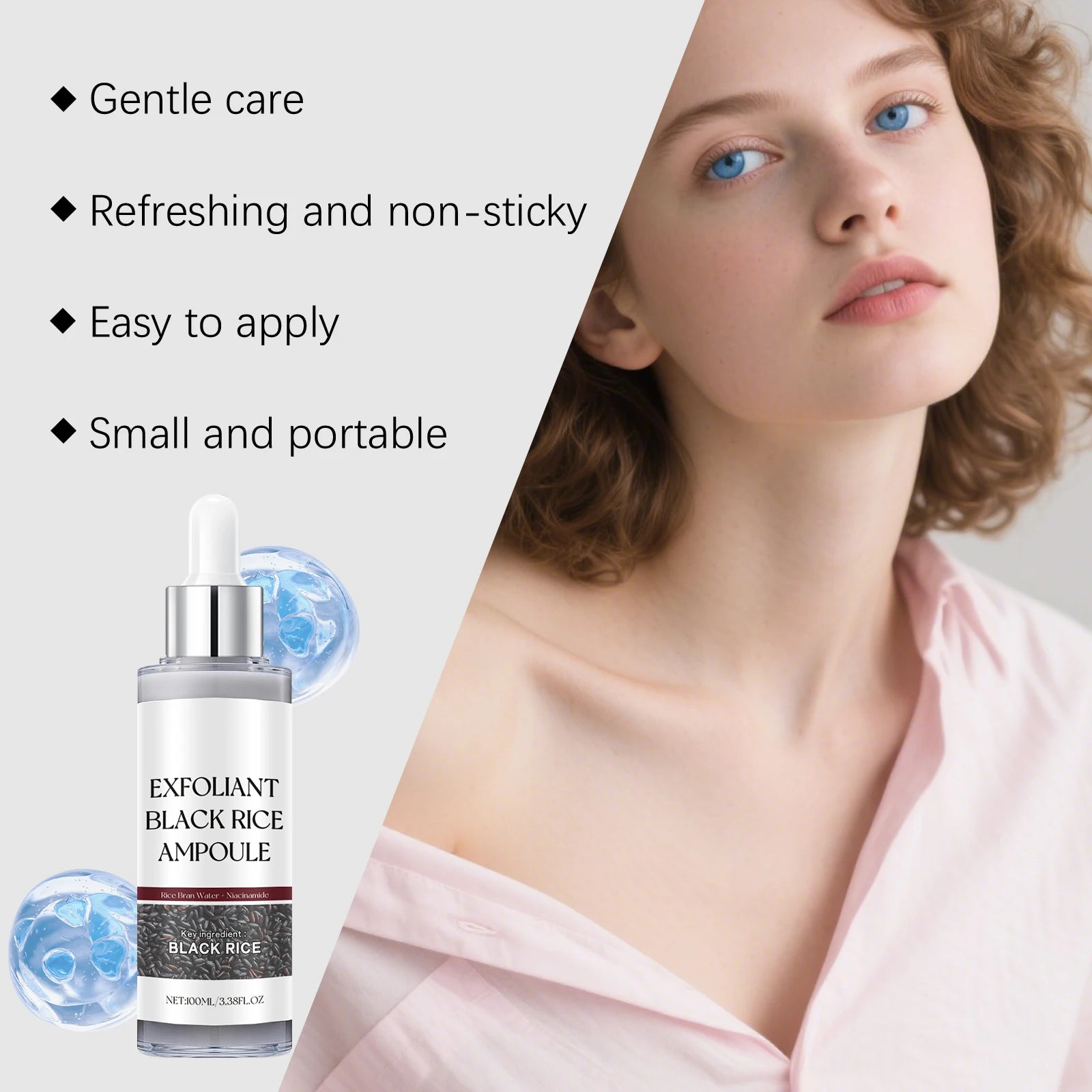Black Rice Extract Face Exfoliating Essence 100ml – Skin Smoother Facial Exfoliating Serum Oasis Select