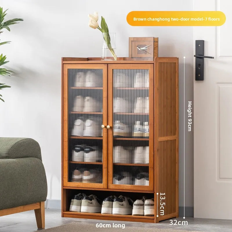 Household door shoe rack simple indoor rental house storage artifact economical multi-layer dust shoe cabinet new Oasis Select Double door 7th