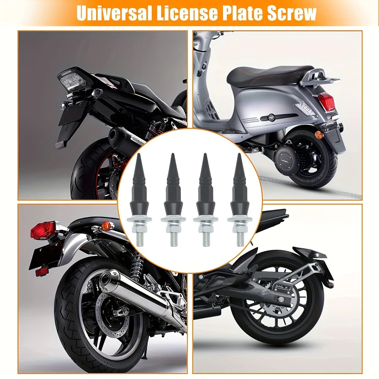 Car license plate universal, motorcycle universal, frame screw modified M6 for license plate holder screw aperture pointed hat Oasis Select