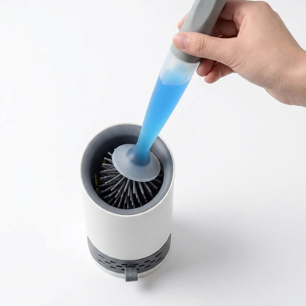 Soft Bristle Toilet Brush Set with Holder Long Handle Plastic Household WC Cleaning Tool for Bathroom Deep Toilet Cleaning Oasis Select