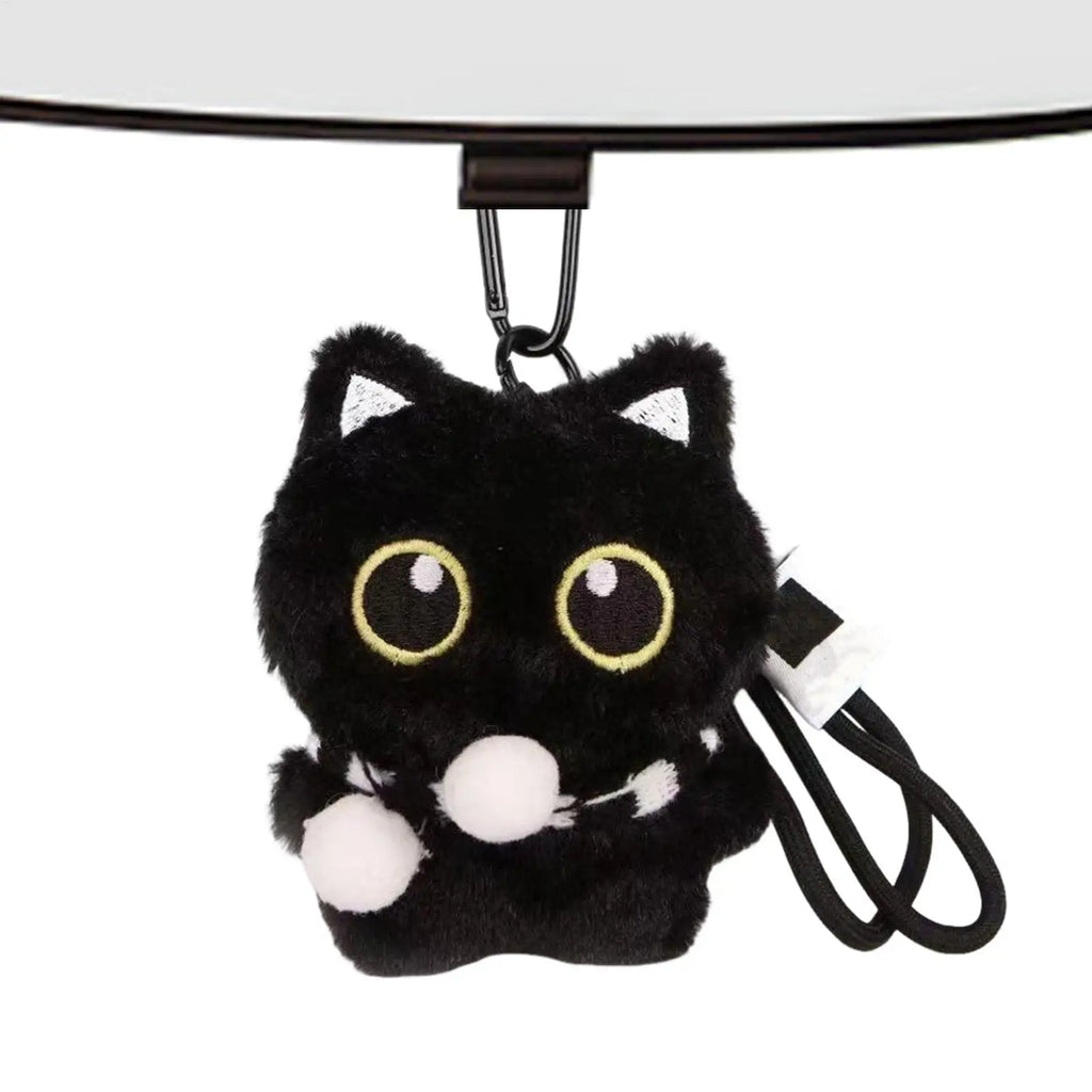 Cat Keyring Pendant Black Cat Plush Keychain Cute Bag Accessory for Kids Adults Backpack Handbag Travel Commuting Birthday Oasis Select