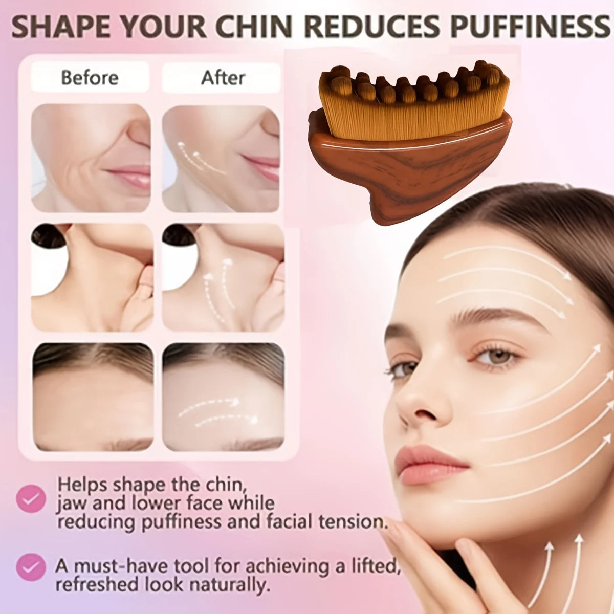 2PCS Portable Dry Facial Brush Soft Bristles Contoured Lymphatic Massage Tool Face Home Spa Gentle Exfoliation Brush ﻿ Oasis Select