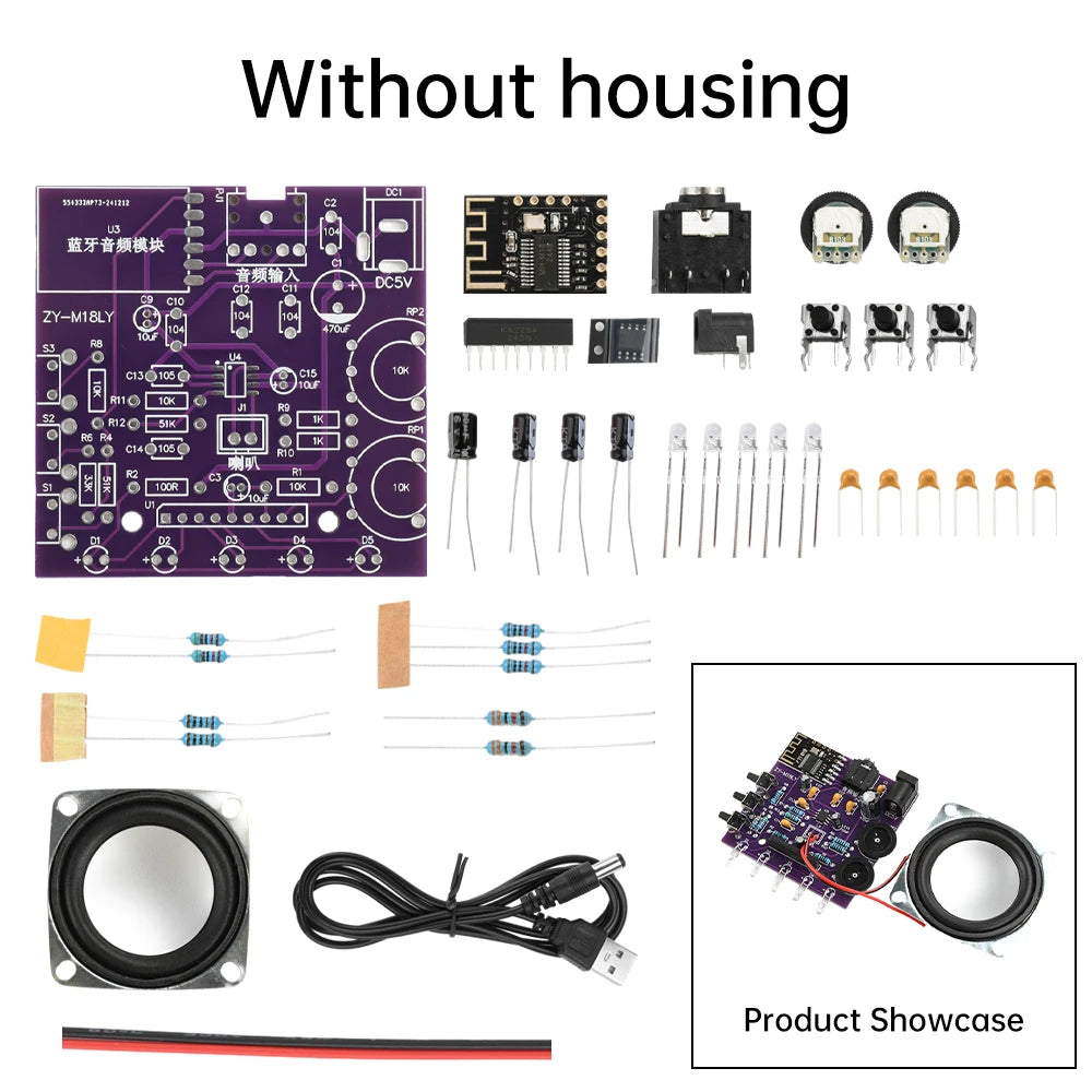 DC 5V 3W Bluetooth Speaker DIY Kit Stereo Amplifier Small Audio DIY Making Circuit Board Soldering Practice DIY Electronic Kit Oasis Select Without Sheel