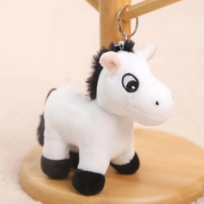 1Pcs Cartoon Pony Pendant Stuffed Animal Horse Plush Toy Key Ring Backpack Ornaments Hanging Decoration Oasis Select White