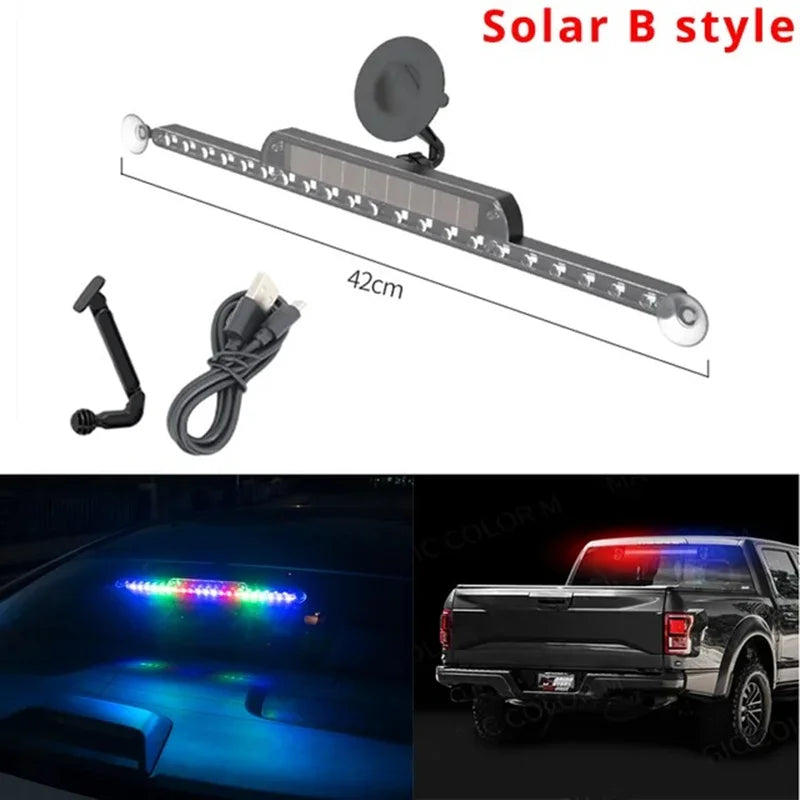 Solar RGB Strobe Car Warning Light | 11 Modes, Anti-Collision LED