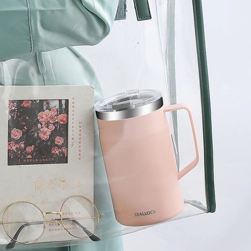 450ML Water Cup Stainless Steel Insulated Lid Drinkware Double Layer Home Office Couple Tumbler Heat-resistant Coffee Mug Oasis Select
